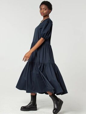 Monica Nera Tamara Midi Dress navy size M-L